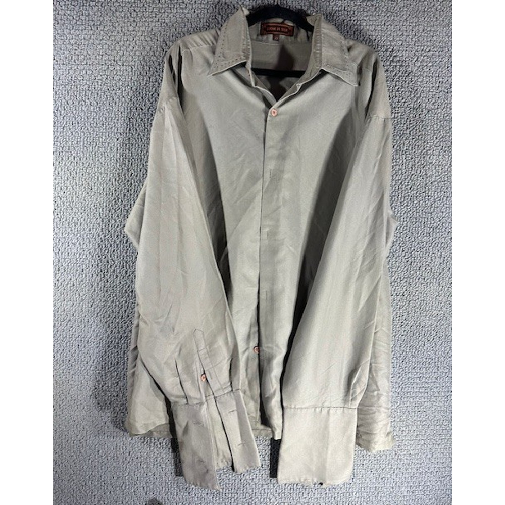 Creme De Silk Shirt / French Cuffs / Silk/Rayon/Hemp Blend / Men's 2XL